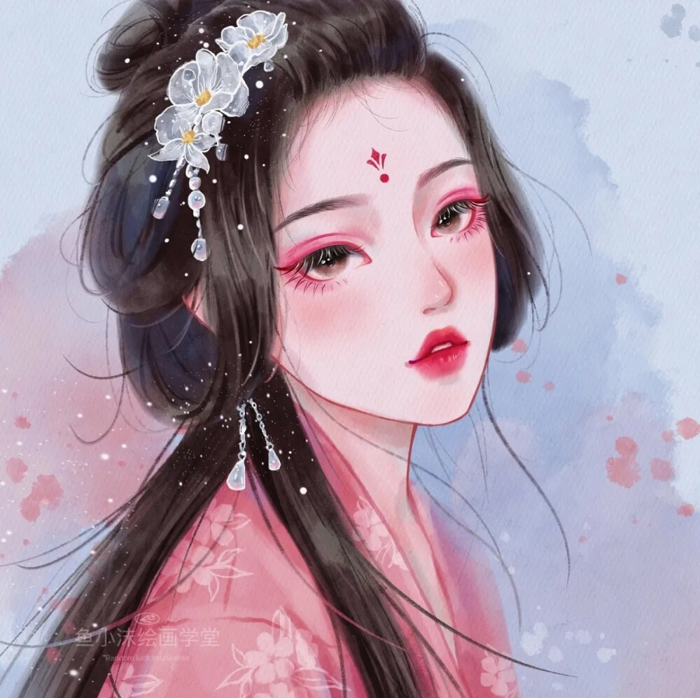 美人如画，美人即画
画师 鱼小沫水彩 的作品 ​​​