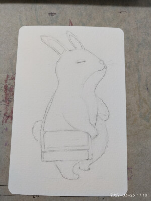 临摹，一只背背包的小兔子