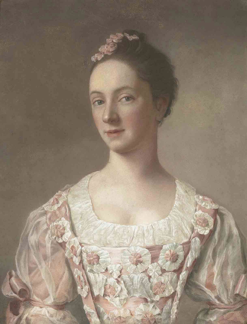 Jean-Etienne Liotard (Geneva 1702-1789)
Portrait of a young lady, bust-length, in a pink dress decorated with rosettes