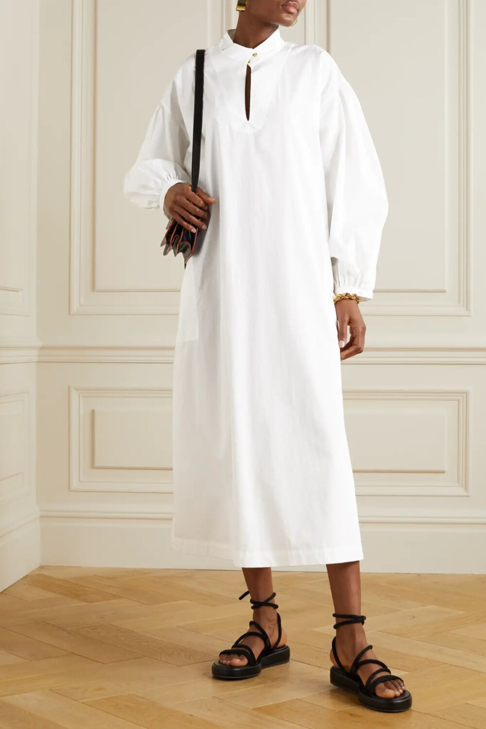 BASSIKE
+ NET SUSTAIN cotton midi shirt dress