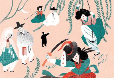 一组扁平风插画设计欣赏
via：韩国插画师 Ahra Kwon 