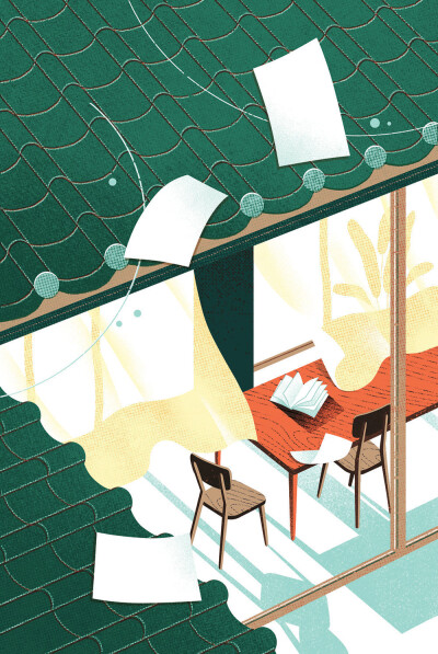 一组扁平风插画设计欣赏
via：韩国插画师 Ahra Kwon 
