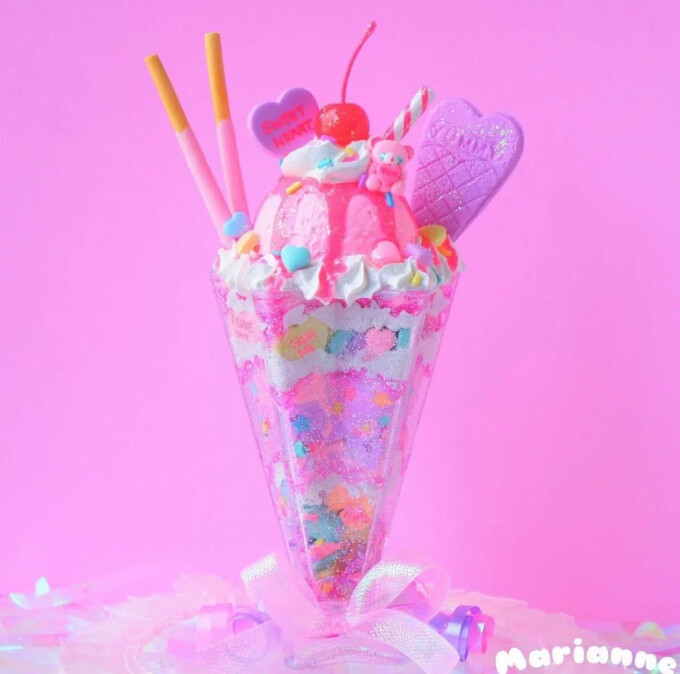 神仙粉色Diy粘土甜品