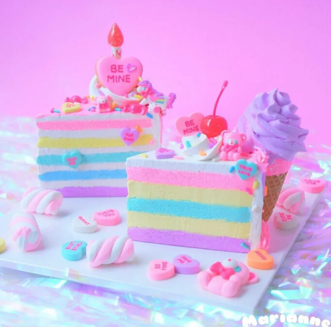 神仙粉色Diy粘土甜品