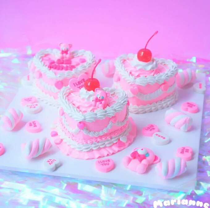 神仙粉色Diy粘土甜品