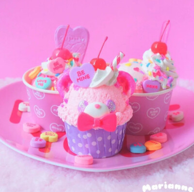 神仙粉色Diy粘土甜品