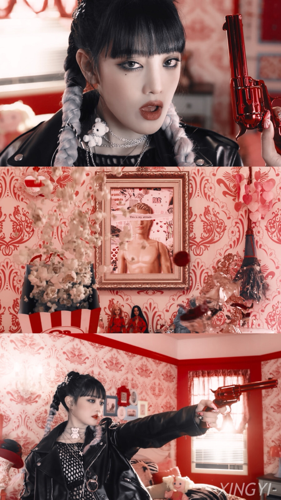 사랑 그깟 거 따위 내 몸에 상처 하나도 어림없지
愛情不值一提，在我身上不留絲毫痕跡
너의 썩은 내 나는 향수나 뿌릴 바엔
我寧可不噴灑你那腐臭的香水
-《TOMBOY》-