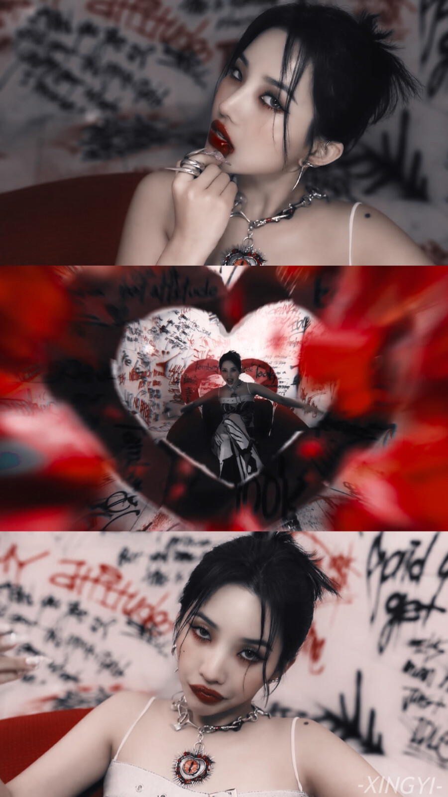 사랑 그깟 거 따위 내 몸에 상처 하나도 어림없지
愛情不值一提，在我身上不留絲毫痕跡
너의 썩은 내 나는 향수나 뿌릴 바엔
我寧可不噴灑你那腐臭的香水
-《TOMBOY》-