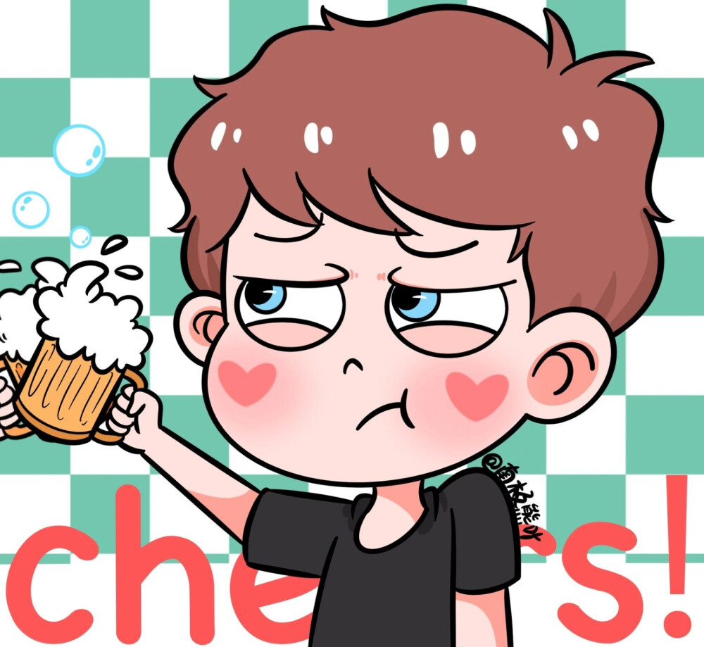 可爱情侣头像|一起嗨皮吧 cheers～ 画师:画画的南极熊吖