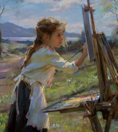 动漫美女 油画（作者不详 出处不详）