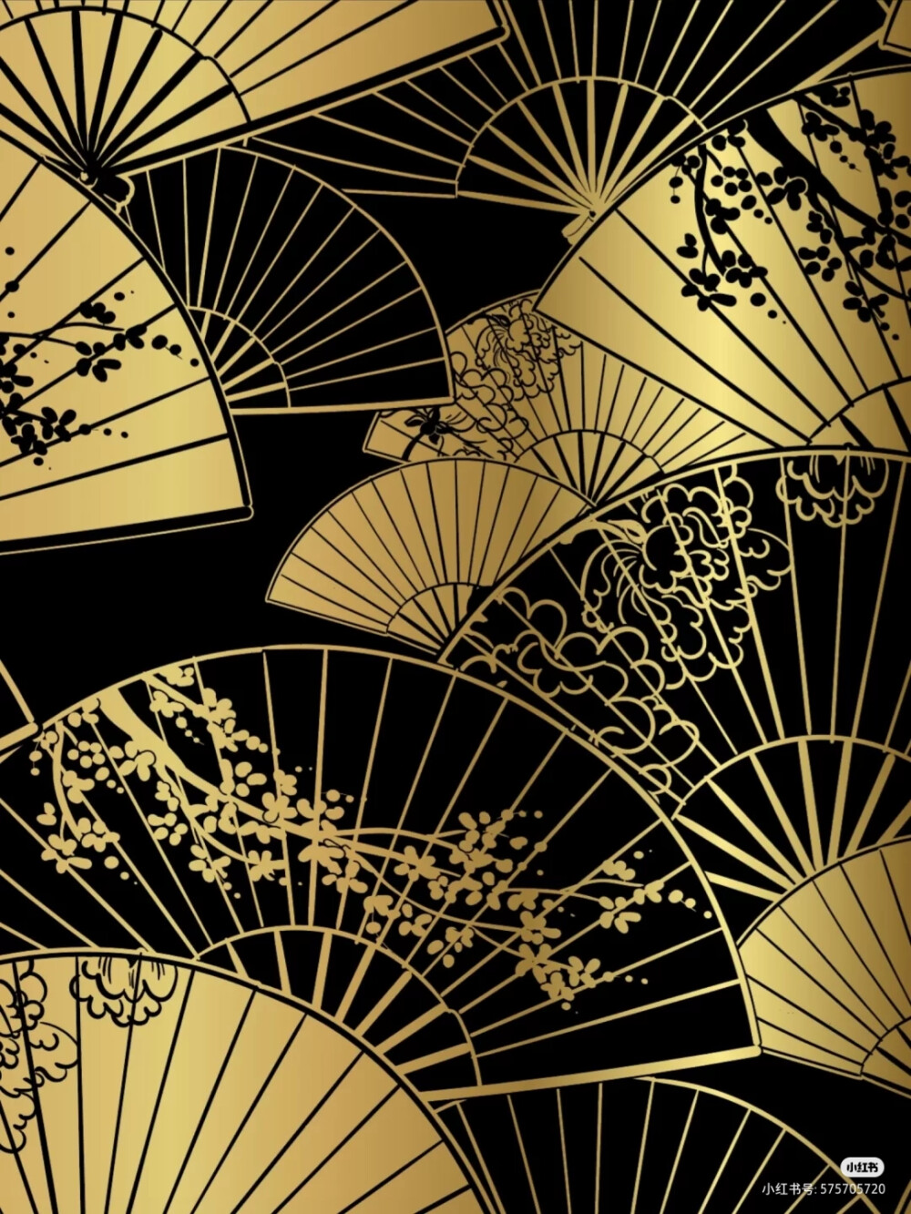 和服花纹素材黑色图源网络侵删