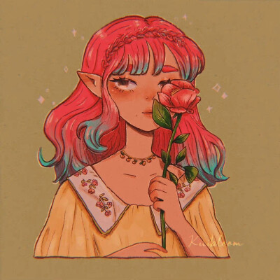 女孩儿插画，画家：kuibloom ​​​