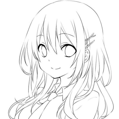 线稿 动漫少女 绘画素材