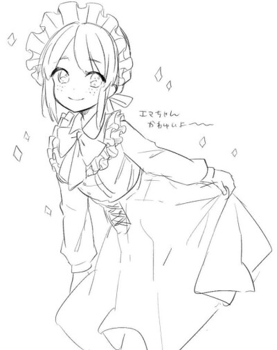 线稿 动漫少女 绘画素材