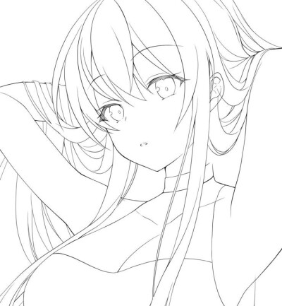 线稿 动漫少女 绘画素材