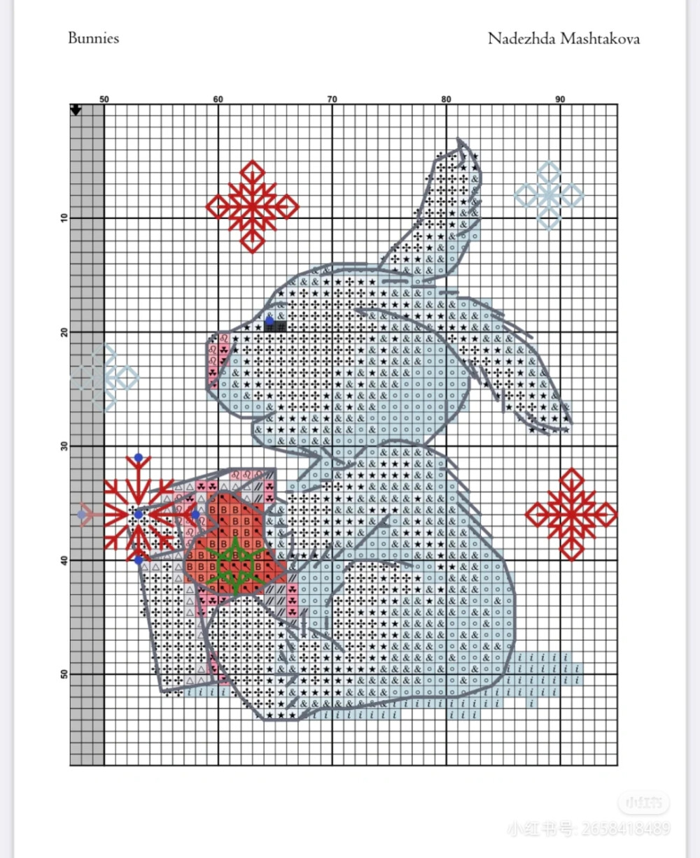 情侣兔十字绣图纸