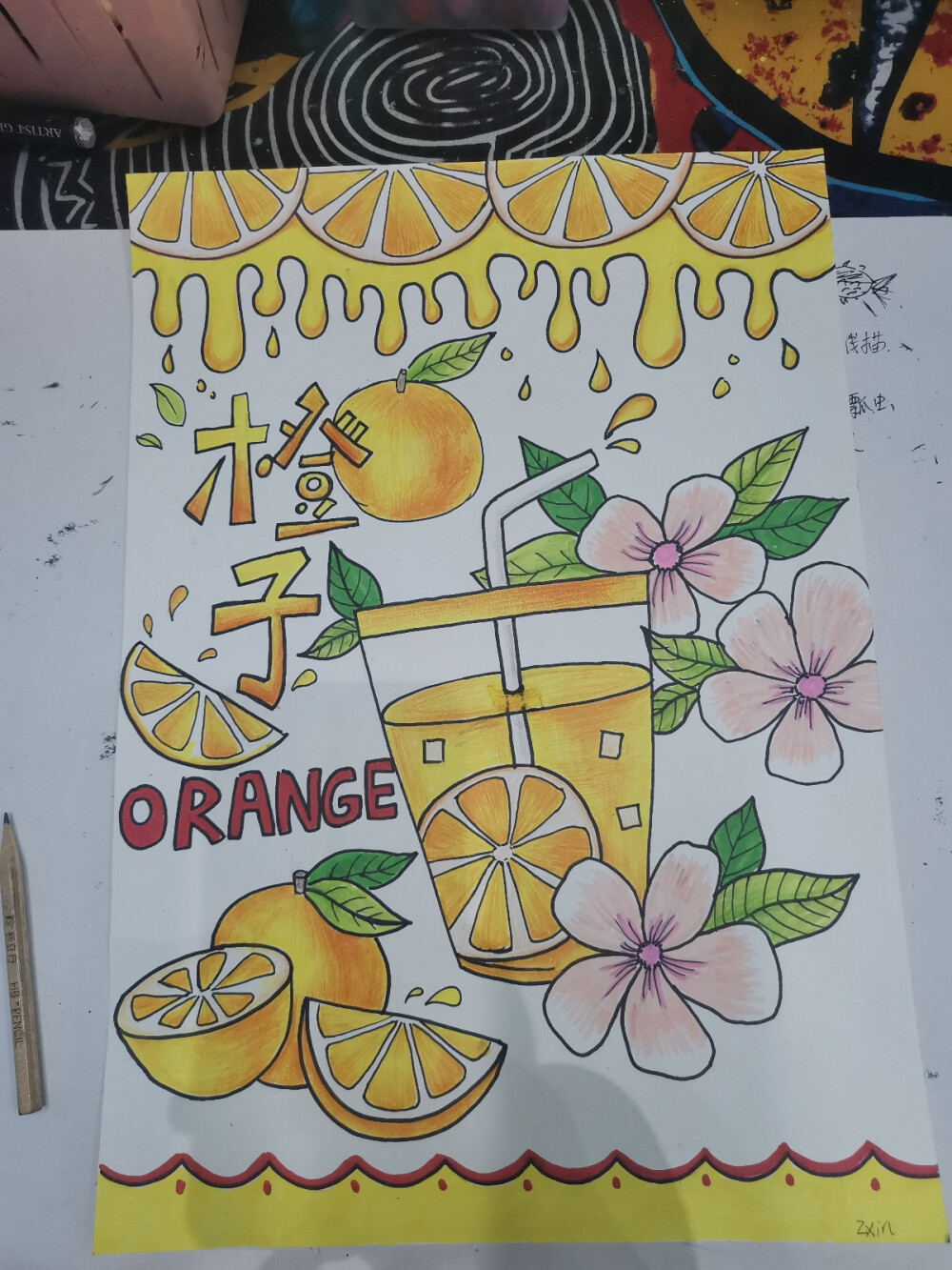 最近临摹线描彩铅画