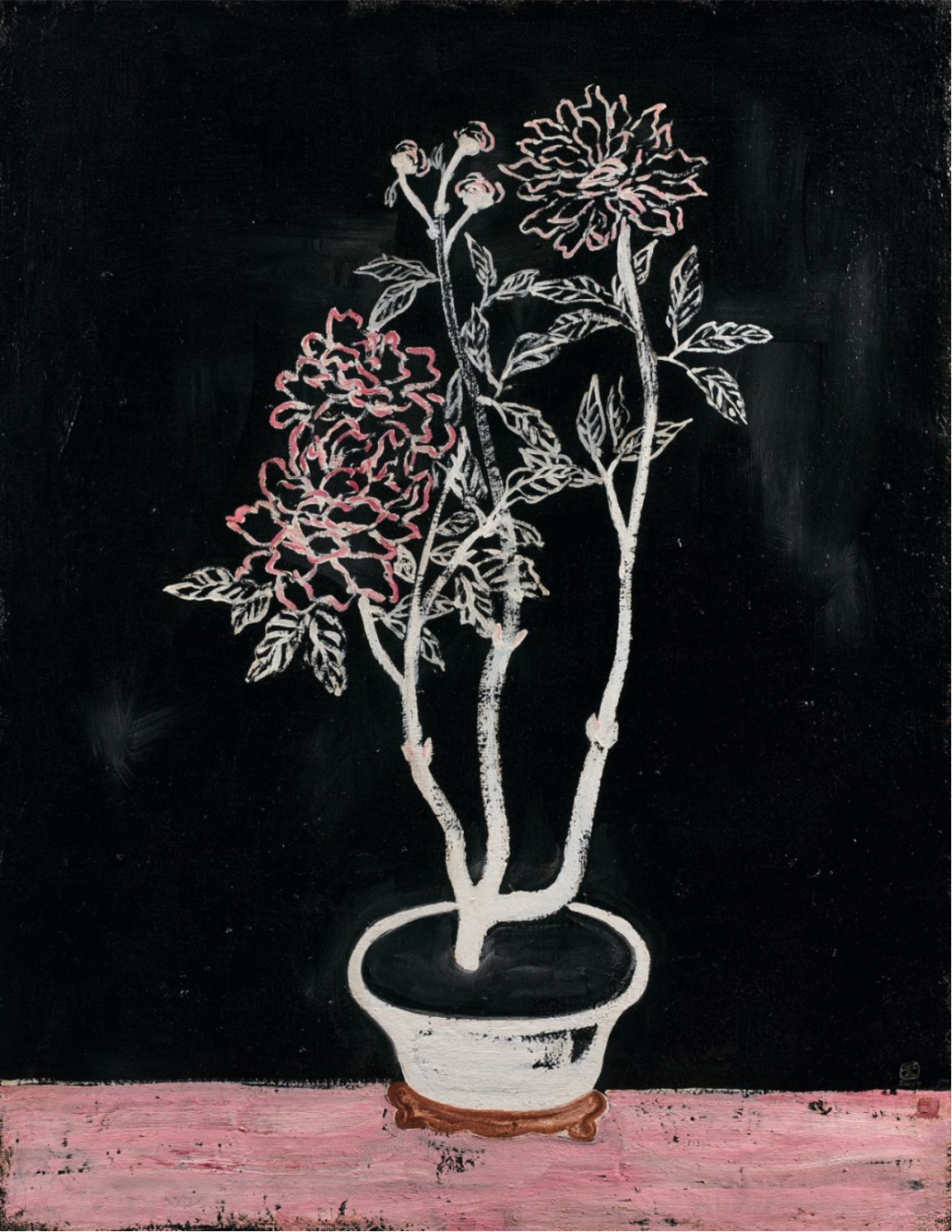 常玉《花盆与牡丹》，布面油画，92×73.5cm，约1930年，在奥古特的成交价为879.7万欧元
