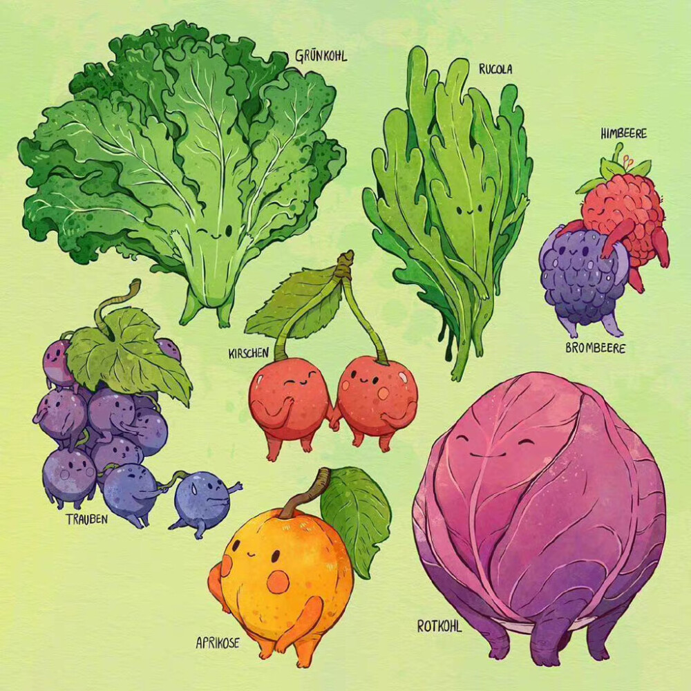 可爱蔬菜插画，画家Johanna Puhl