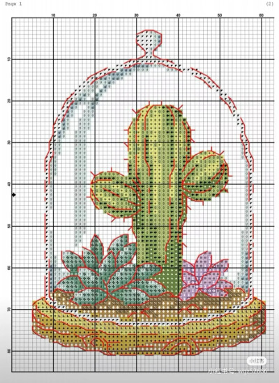 仙人掌十字绣图纸