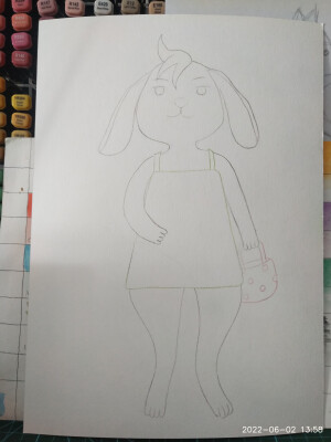 原创，夏天天气太热了，兔子也穿上了清凉小裙子，拎着蘑菇包包，出门了。