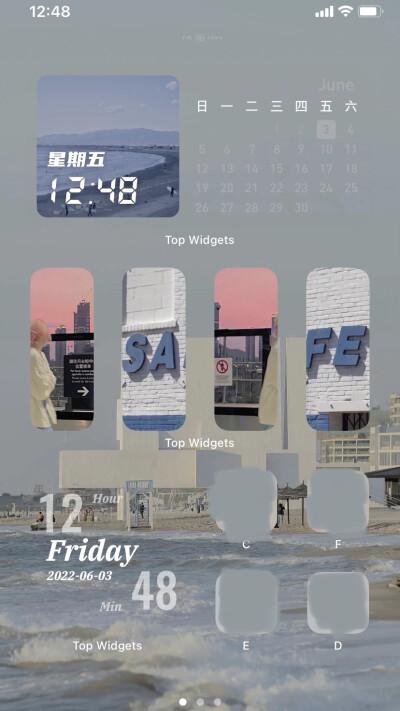 ios壁纸 小组件 「浪潮上岸」