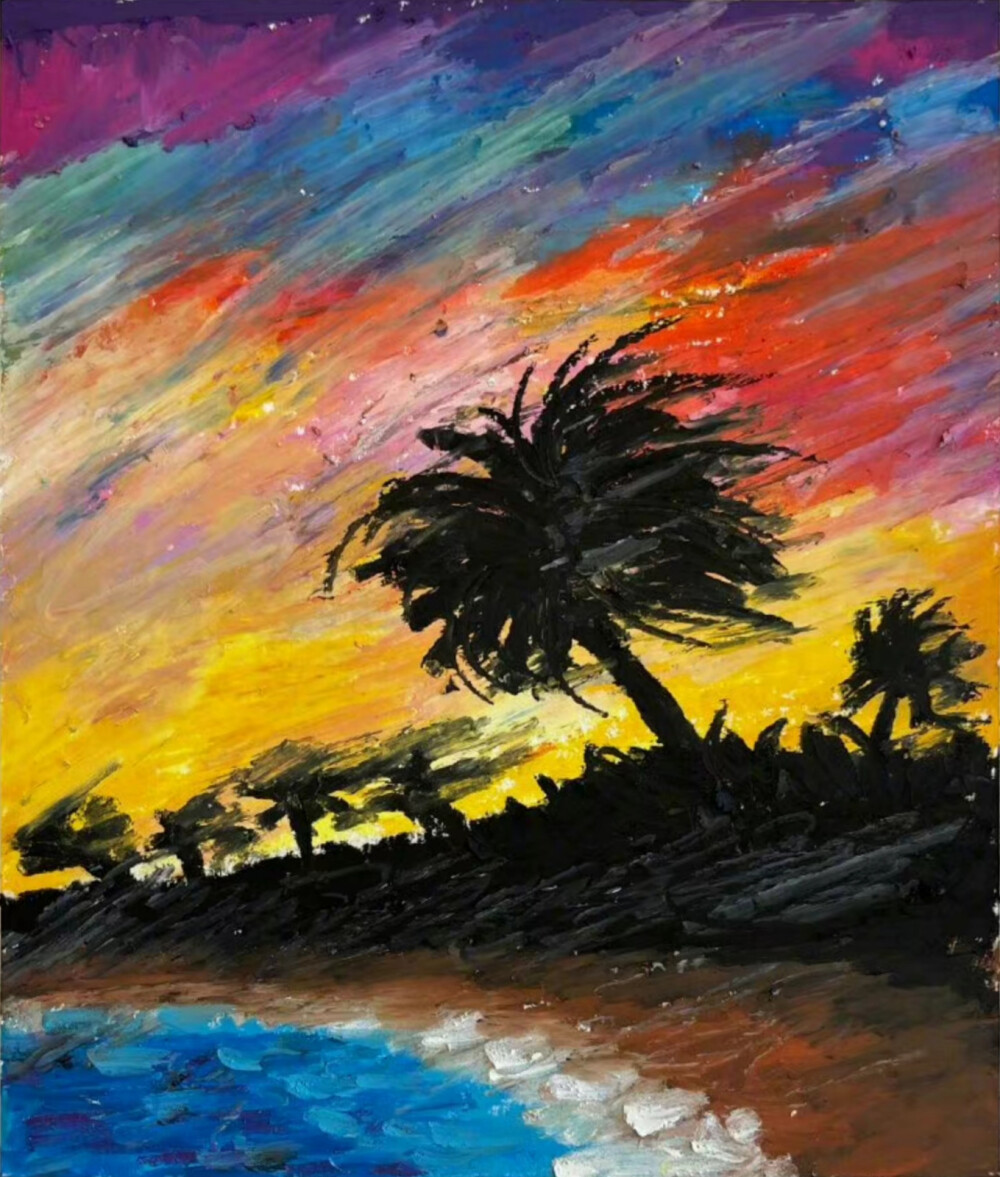 油画棒作画 | @baekhyunee7
如果你觉得孤单，就抬头看看夜空吧 ​​​