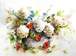 水彩---花束和瓶花- 堆糖