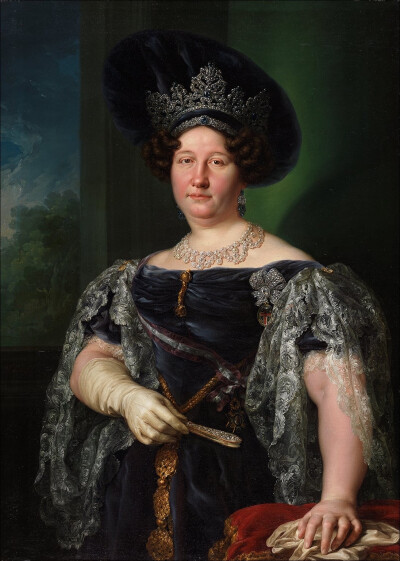 María Isabel de Borbón, Queen of the Two Sicilies玛丽亚·克里斯蒂娜·德波旁，西班牙女王（费尔南多七世的第四任妻子）by Vicente López y Portana