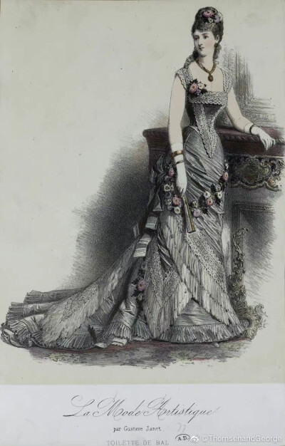 1877年的时装插画。 ​​