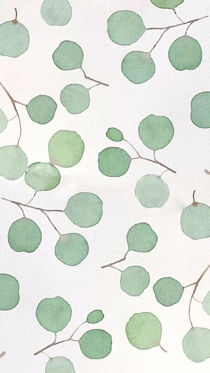 绿色小清新水彩平铺壁纸