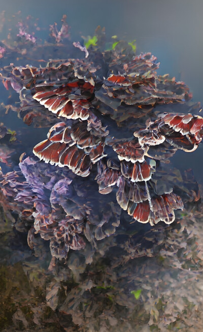 蝴蝶 鲜花 珊瑚