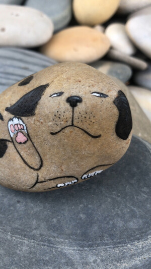 创意小狗石头画