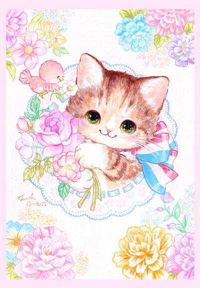 唯美插画猫咪壁纸AmenomoriFumika 