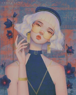 插画花人物女孩艺术 堆糖 美图壁纸兴趣社区