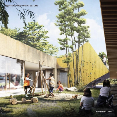 项目说明:“建筑是地形景观的发展”是一个美丽的比喻儿童中风，在画具体东西之前，会产生一个连接和一个景观表面的干预，证明它是一个爬、下、滚、玩耍的地方……孩子们用反映他们复杂性的心理结构填补空白。
