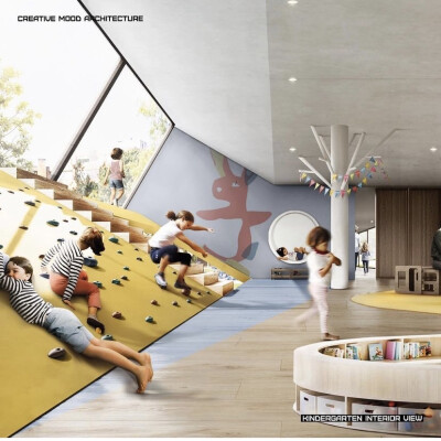 项目说明:“建筑是地形景观的发展”是一个美丽的比喻儿童中风，在画具体东西之前，会产生一个连接和一个景观表面的干预，证明它是一个爬、下、滚、玩耍的地方……孩子们用反映他们复杂性的心理结构填补空白。
