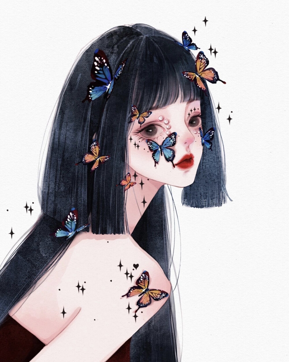 “希望你也快乐”
女生头像｜优质女头｜手绘头像
画师:【杨小洋插画】