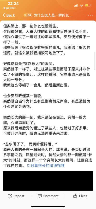 #为什么说人是一瞬间长大的
源wb
文案 句子 感想