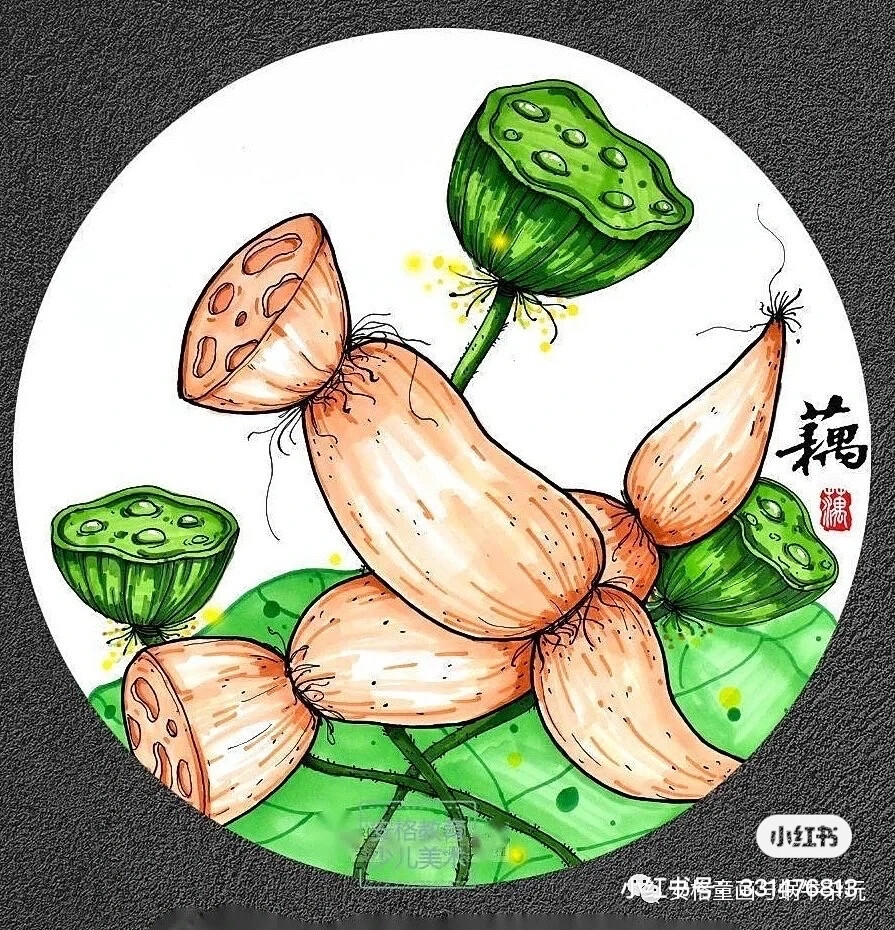 创意绘画一一莲藕
