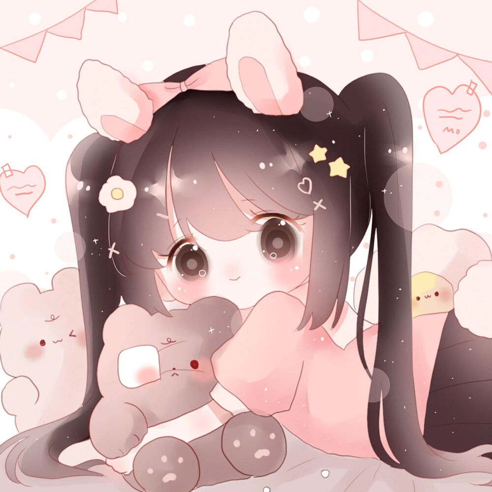 抱玩偶系列 手绘可爱头像 女生头像