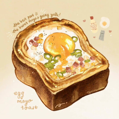 美食插画
ins：eggbuttertoast