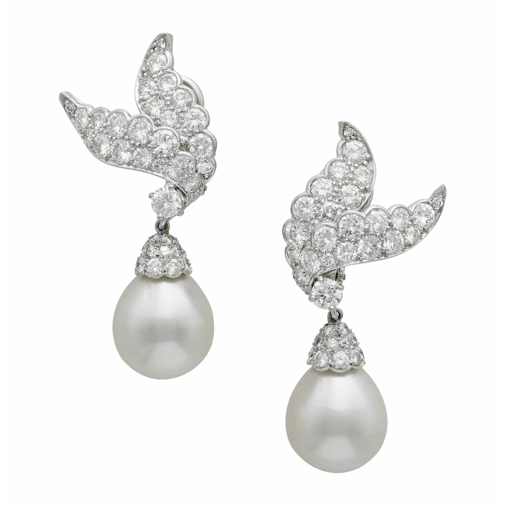 van cleef & arpels 梵克雅宝 珍珠钻石耳坠