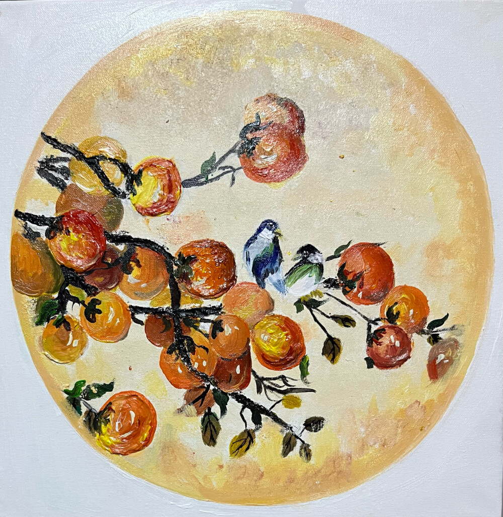 九年级《柿柿如意》总结: 本节课我们完成了一幅柿柿如意的作品,了解