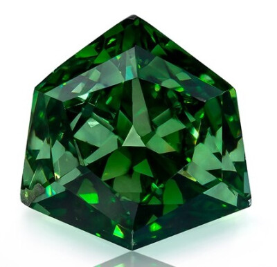 =美国钻石商 Optimum Diamonds 的稀有钻石收藏 0.58ct 绿钻 六角形切割，达到 Fancy Vivid Green 色级