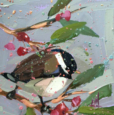 【艺术分享】美国女画家Angela Moulton(安吉拉·莫尔顿)的手笔,绘画材料是水粉。干练、干脆、不墨迹的作品,寥寥数笔,鸟儿憨态可掬、生动无比的形象就跃然纸上。