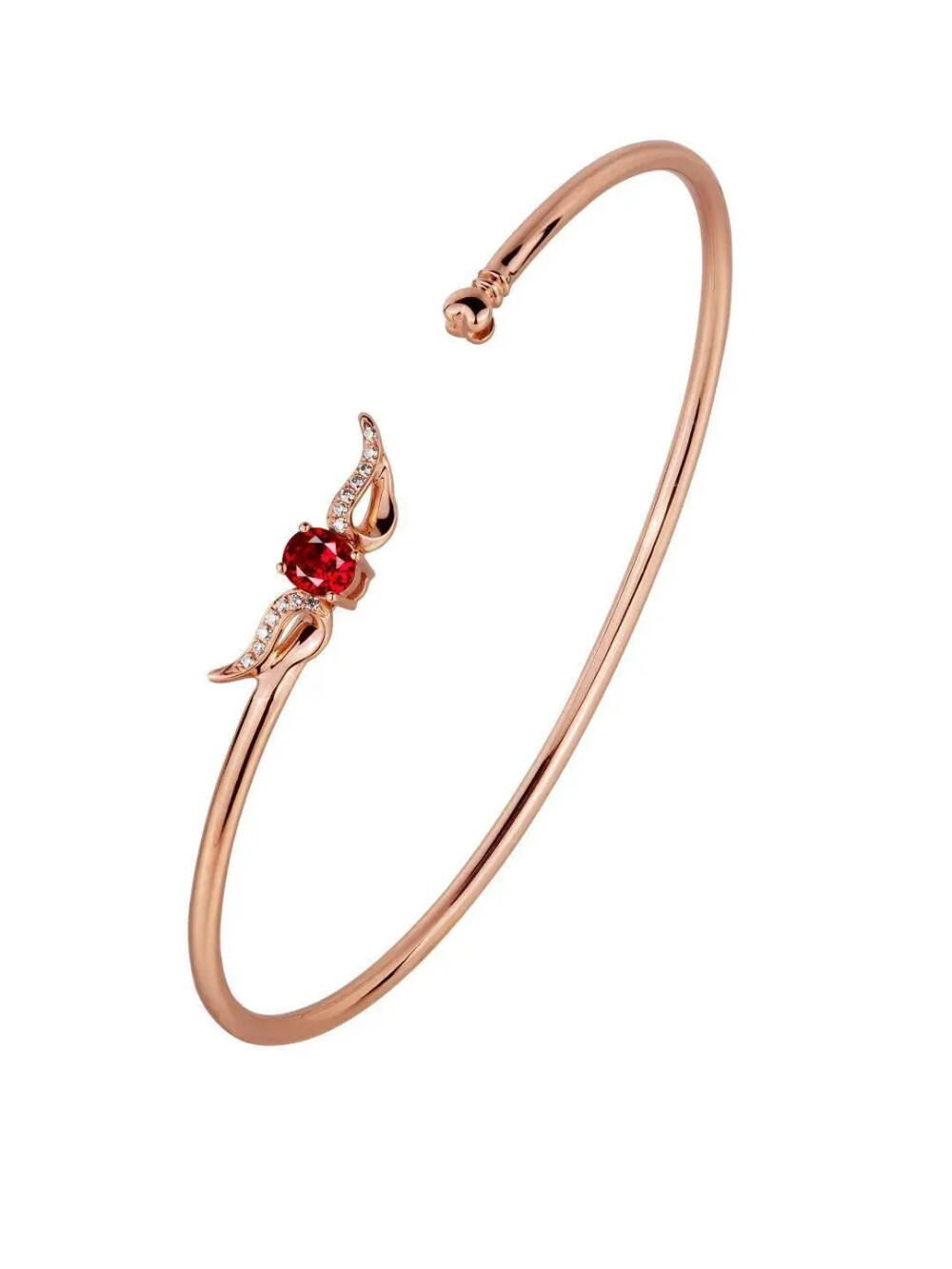 18k玫瑰金独镶红宝石手镯
主石重(Ct)：0.320/1