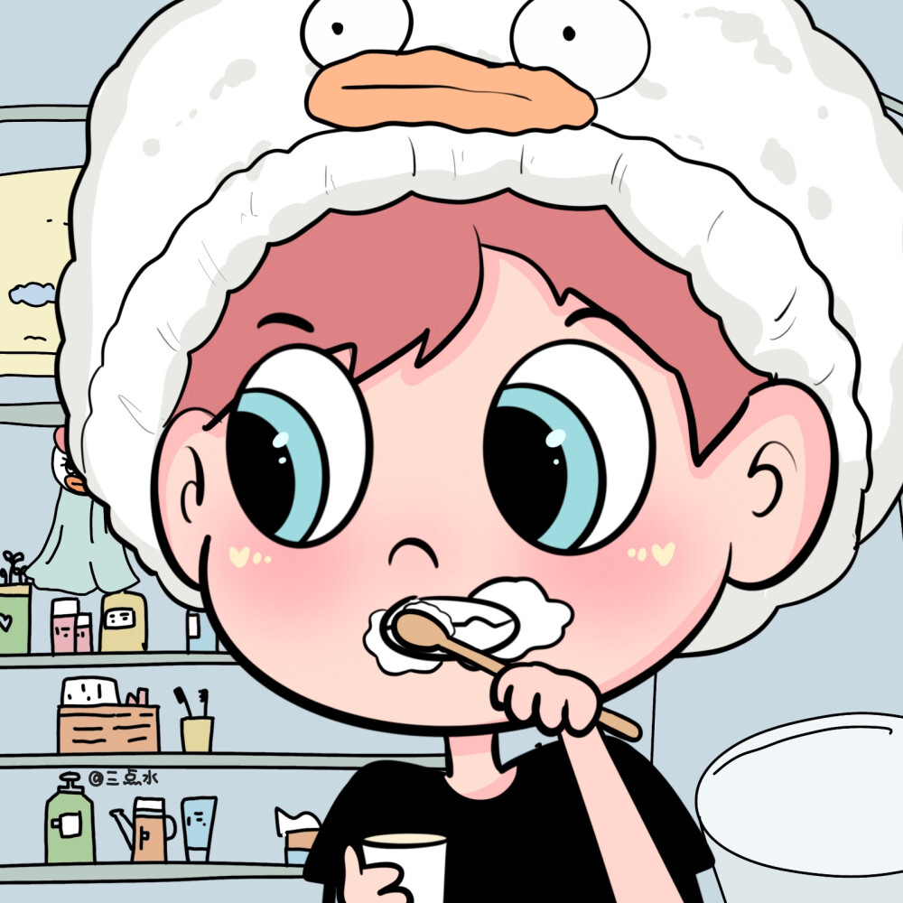 「手绘情侣头像」可爱情头 画师: 三点水