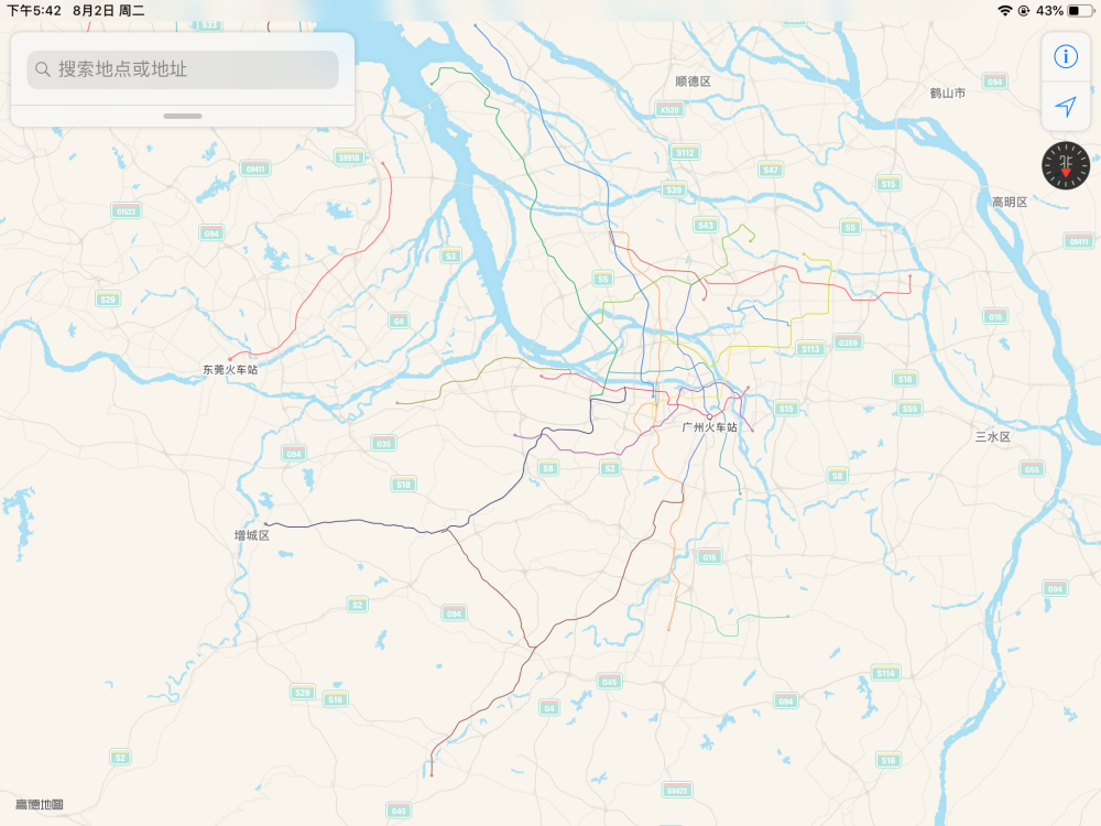 当以不同的方向看广州地铁线路图（注意右上角）