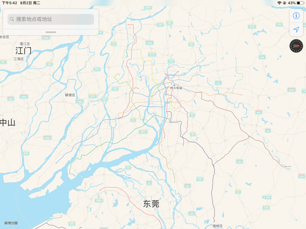 当以不同的方向看广州地铁线路图（注意右上角）